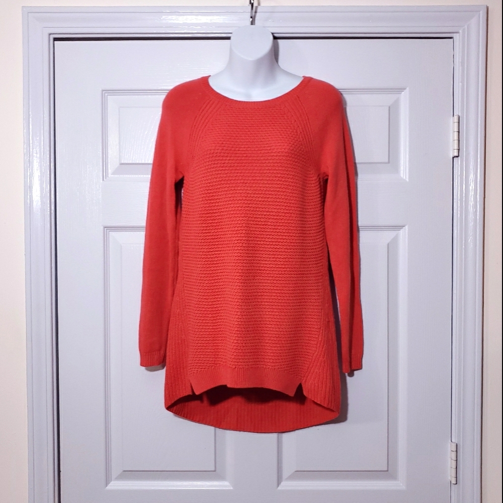 Coral pink LOFT long high low sweater